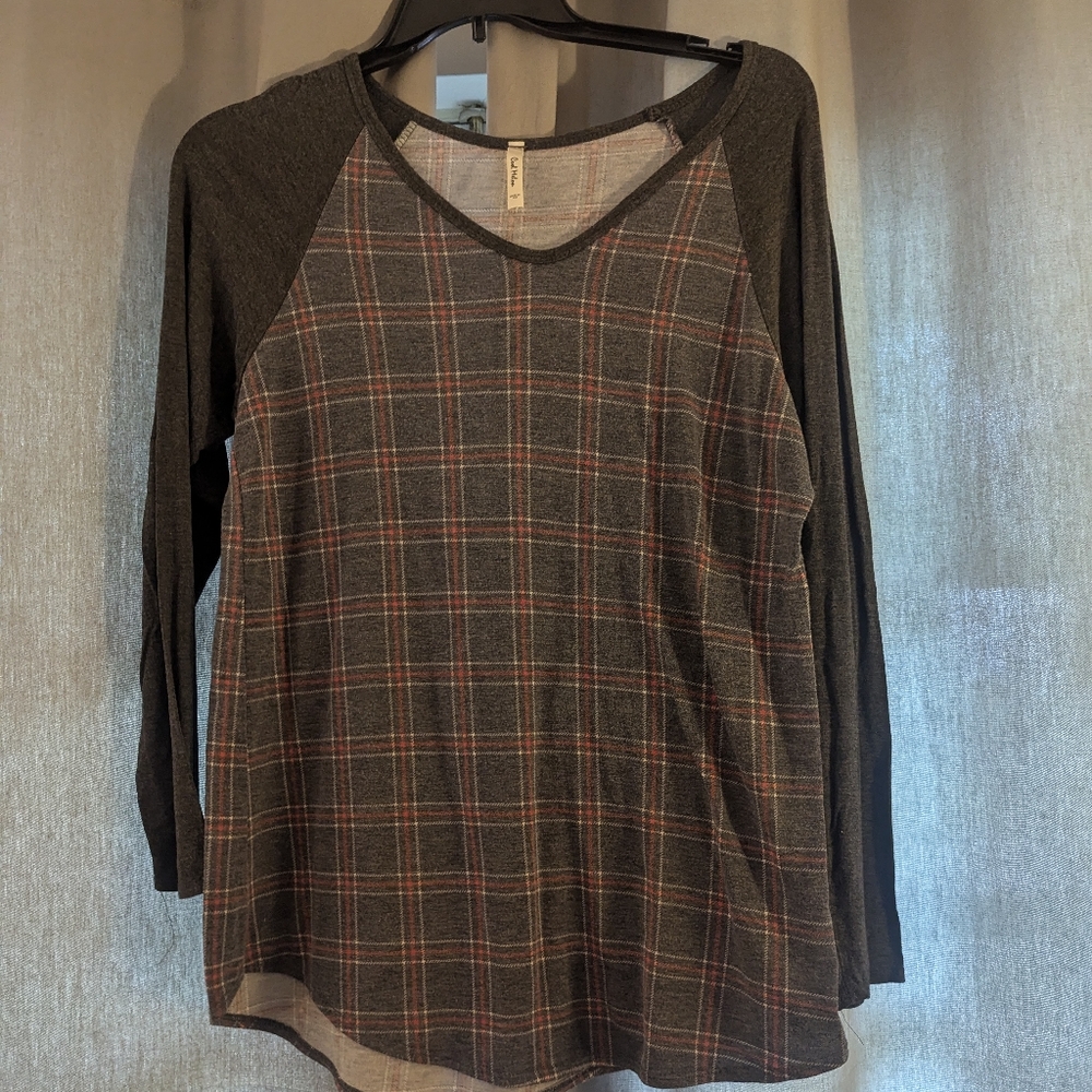 Women's Long-sleeved Plaid Top